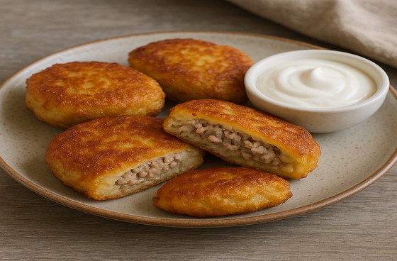 Potato pancakes with meat (stuffed)